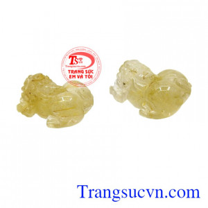 Cặp tỳ hưu may mắn thạch anh tóc phú quý.