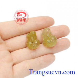 Cặp tỳ hưu may mắn thạch anh tóc tinh tế.