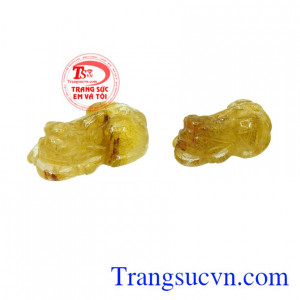 Cặp tỳ hưu phú quý thạch anh tóc món quà phong thủy dành tặng người thân, đồng nghiệp.