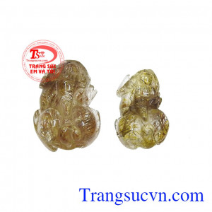 Cặp tỳ hưu thạch anh tóc cát khí