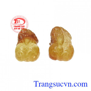 Cặp tỳ hưu thạch anh tóc cát tường có giấy kiểm định.