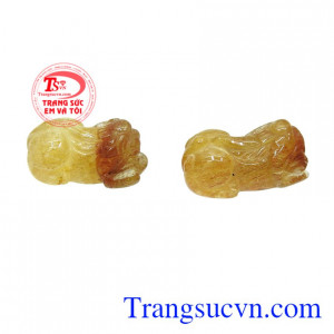 Cặp tỳ hưu thạch anh tóc cát tường đẹp.