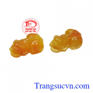 Cặp tỳ hưu thạch anh tóc đại lộc thiên nhiên.