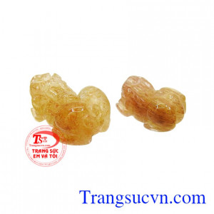 Cặp tỳ hưu thạch anh tóc hưng thịnh đẹp.