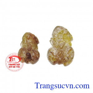 Cặp tỳ hưu thạch anh tóc mệnh kim