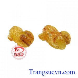 Cặp tỳ hưu thạch anh tóc phát đạt đẹp.