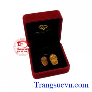 Cặp tỳ hưu thạch anh tóc phát đạt