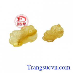 Cặp tỳ hưu thạch anh tóc phú quý thiên nhiên.