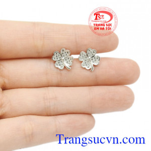 Hoa tai bạc cỏ may mắn giao hàng nhanh trên toàn quốc.