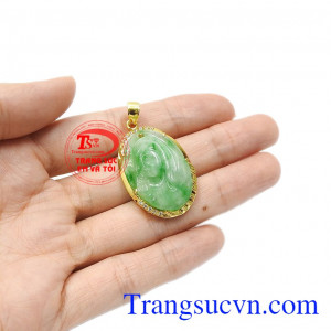 Mặt Đức Mẹ bọc vàng cẩm thạch đẹp.