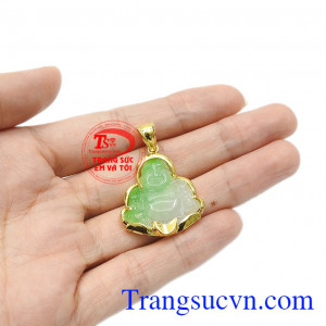Sản phẩm được bọc vàng tây bền đẹp, sang trọng. Mặt phật di lặc jadeite an bình