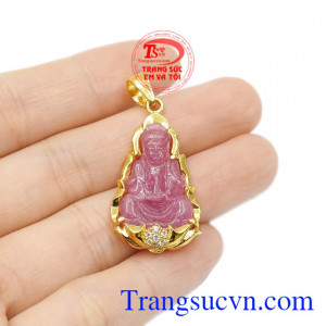 Mặt phật Quan Âm ruby bền đẹp, chế tác theo yêu cầu, giao hàng nhanh toàn quốc
