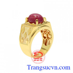 Nhẫn nam ruby sao ấn tượng kiểu dáng độc đáo, cao cấp mang đến vẻ lịch lãm cho nam giới.