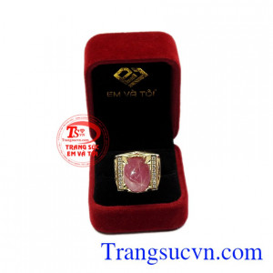 Nhẫn nam Ruby sao đẳng cấp vàng 18k.