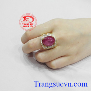 Nhẫn nam ruby sao mạnh mẽ đẹp.