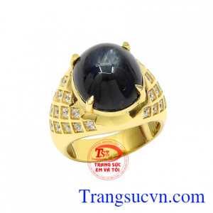 Nhẫn nam saphir đẳng cấp thiên nhiên chất lượng có giấy kiểm định đá quý uy tín.