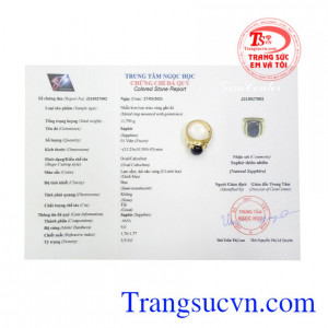 Nhẫn nam saphir thời thượng tinh tế.