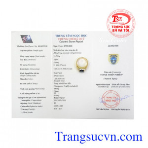Nhẫn nam topaz ấn tượng tinh tế.