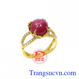 Nhẫn nữ ruby sao thanh tú có giấy kiểm định đá quý.