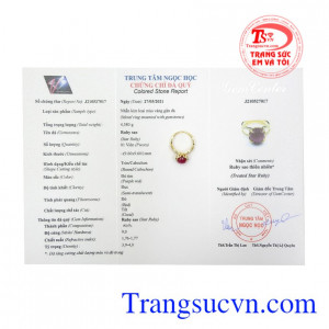 Nhẫn nữ ruby sao thanh tú xinh xắn.