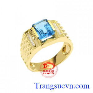 Nhẫn topaz nam vàng tây nhận đặt chế tác theo yêu cầu.