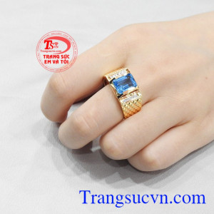 Nhẫn topaz nam vàng tây