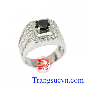 Nhẫn vàng trắng bản lĩnh phái mạnh vàng 10k chất lượng nhận đặt chế tác theo yêu cầu của khách hàng.