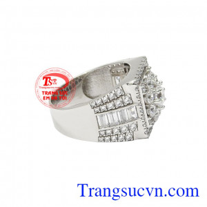 Nhẫn vàng trắng phái mạnh ấn tượng 10k
