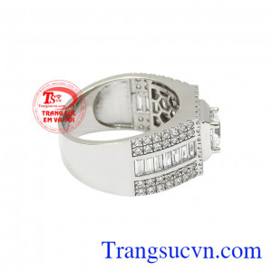 Nhẫn vàng trắng phái mạnh lịch lãm tinh tế.