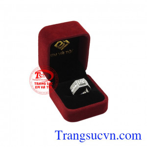 Nhẫn vàng trắng phái mạnh lịch lãm đẹp.