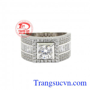 Nhẫn vàng trắng phái mạnh lịch lãm thanh toán an toàn.