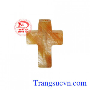 Thánh giá thạch anh tóc được chế tác từ thạch anh tóc thiên nhiên.