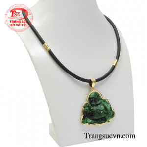 Mặt phật Di Lặc chạm khắc từ ngọc cẩm thạch thiên nhiên, chất lượng, và đầy ấn tượng.