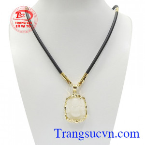 Bộ Phật Di Lặc Sapphire Cát Tường kết hợp độc đáo giữa mặt dây sapphire và dây cao su bọc vàng nam tính