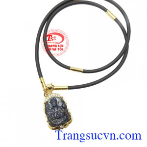 Bộ dây chuyền Phật Quan âm sapphire thiên nhiên cao cấp, có giấy kiểm định đảm bảo