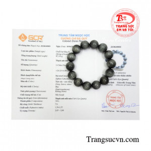 Chuỗi tay thạch anh mắt mèo có giấy kiểm định.