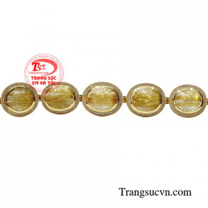 Lắc tay vàng thạch anh tóc nhận đặt chế tác theo yêu cầu.