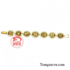 Lắc tay vàng thạch anh tóc may mắn.