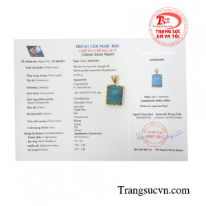 Mặt dây đá aquamarine chất lượng