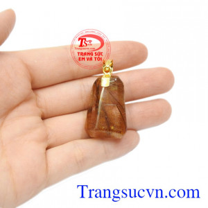 Mặt dây thạch anh tóc phong thủy thiên nhiên.