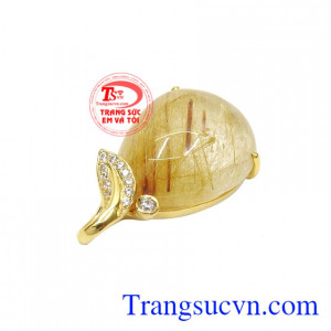 Mặt dây thạch anh tóc thanh tú có giấy kiểm định đá quý từ trung tâm kiểm định uy tín.