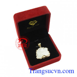 Mặt Phật Di Lặc Bọc Vàng An Khang chạm khắc tinh xảo, độc đáo, chất lượng đá đảm bảo