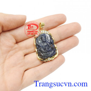 Mặt Phật Quan Âm Sapphire Bình An chất lượng cao, chạm khắc tinh tế