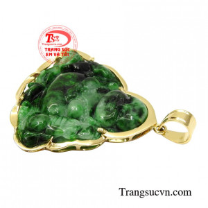 Mặt vàng Di Lặc cẩm thạch đẹp nhận đặt chế tác theo yêu cầu.