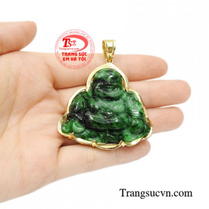 Mặt vàng Di Lặc cẩm thạch đẹp may mắn.