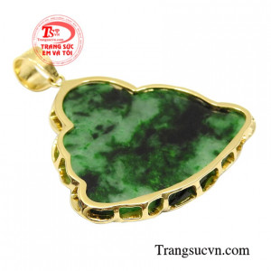 Mặt vàng Di Lặc cẩm thạch đẹp tinh xảo.