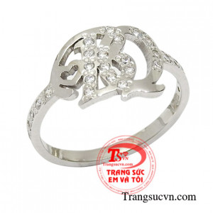 Nhẫn nữ chữ vàng thời trang thanh toán an toàn.