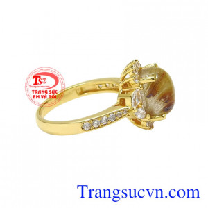 Nhẫn nữ thạch anh tóc thanh lịch đẹp.