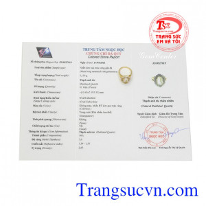 Nhẫn nữ thạch anh tóc tinh tế chất lượng.