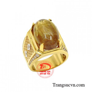 Nhẫn thạch anh tóc nam tính chất lượng, nhận đặt chế tác theo yêu cầu của khách hàng.